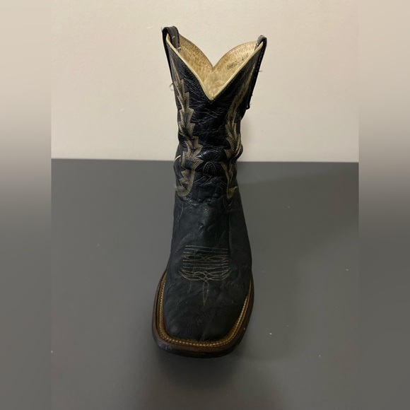 Vintage Men’s Anderson Bean elephant skin Cowboy Boots Size 11D Black Exotic - Picture 10 of 16